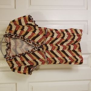 BCBGMaxAzria Ruffle Neck V-Neck Top - S